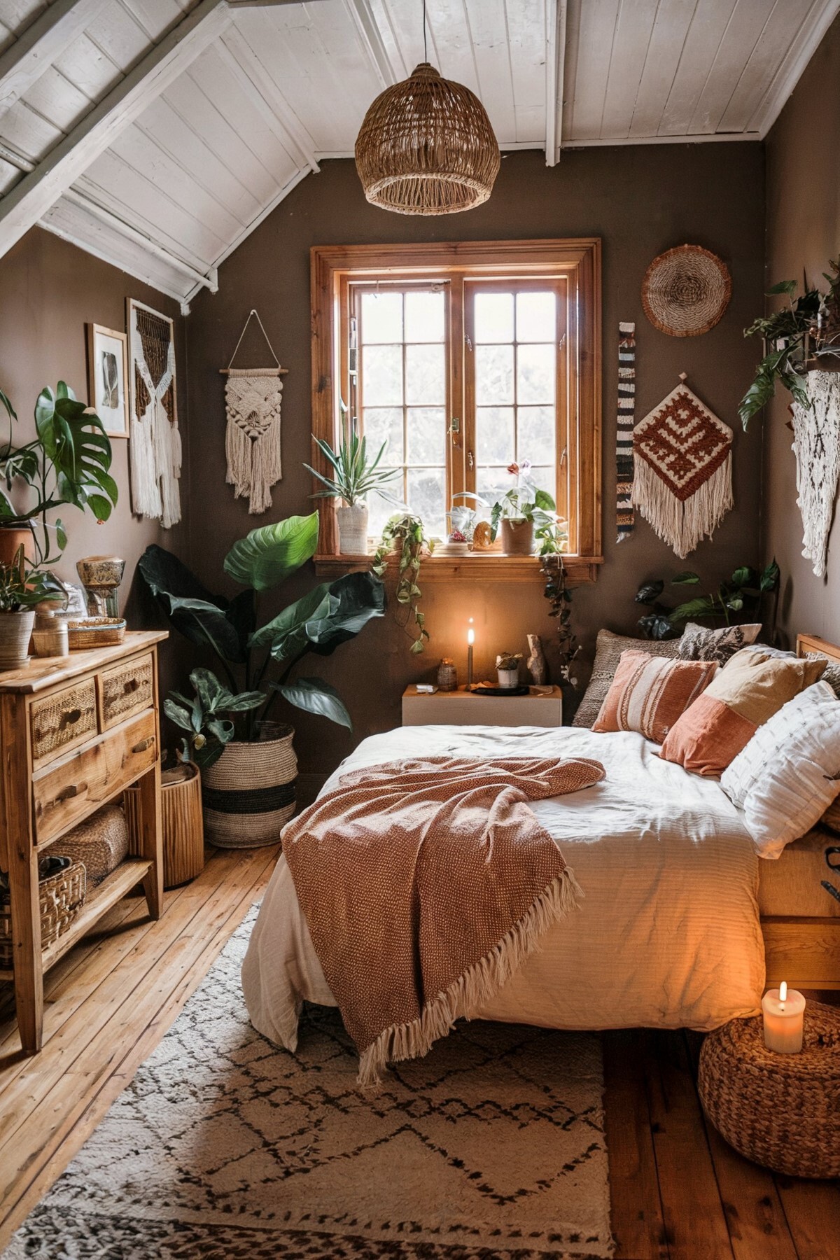 rustic boho bedroom small rustic design with earthy tones complemented by a wooden floor