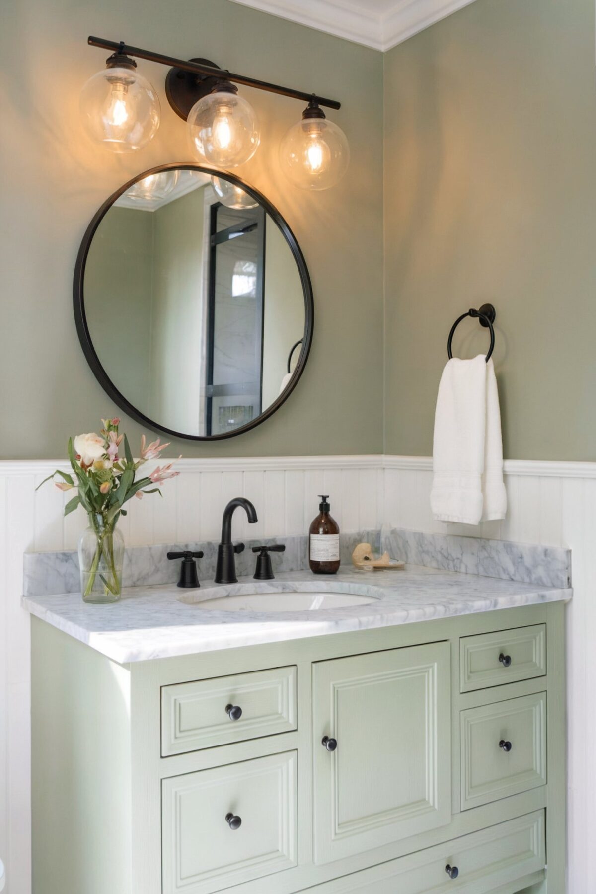 sage green vanity bathroom ideas farmhouse a sage green vanity