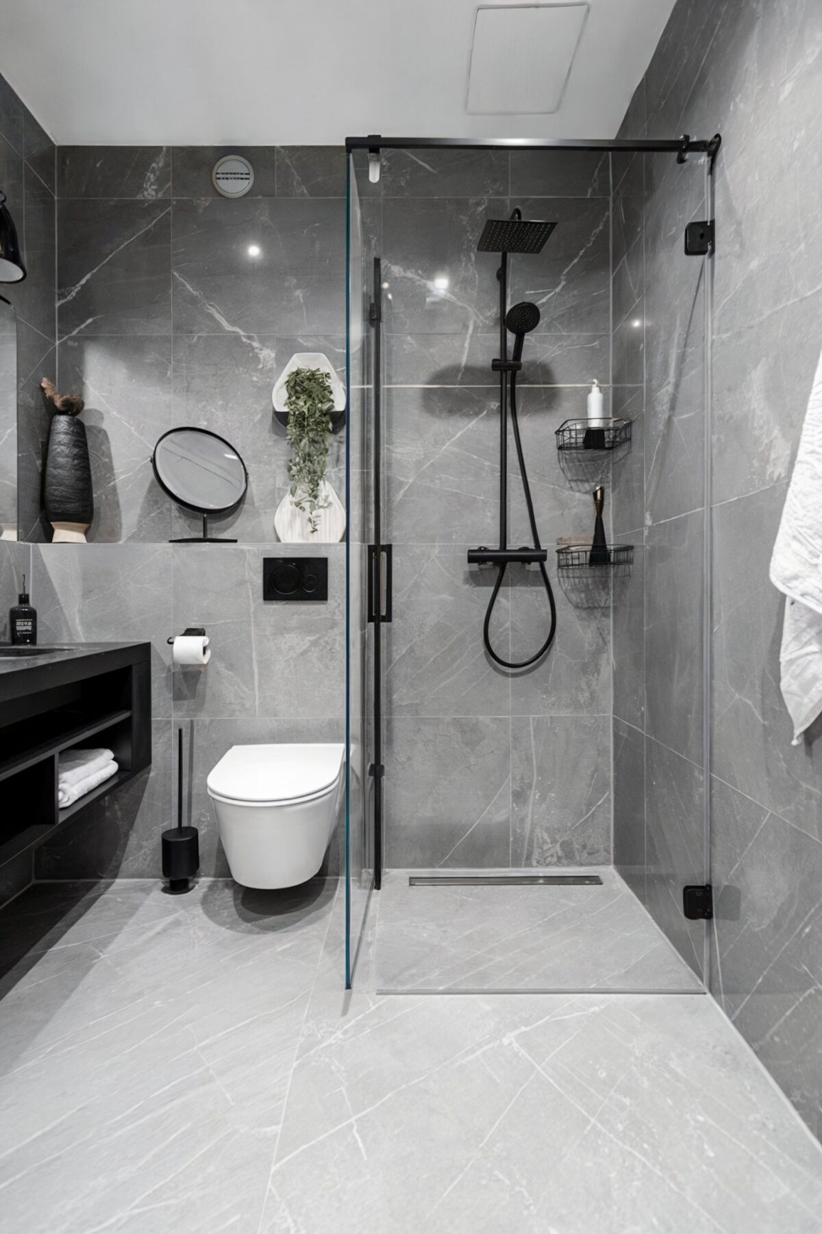 small bathroom decor ideas modern gray marble