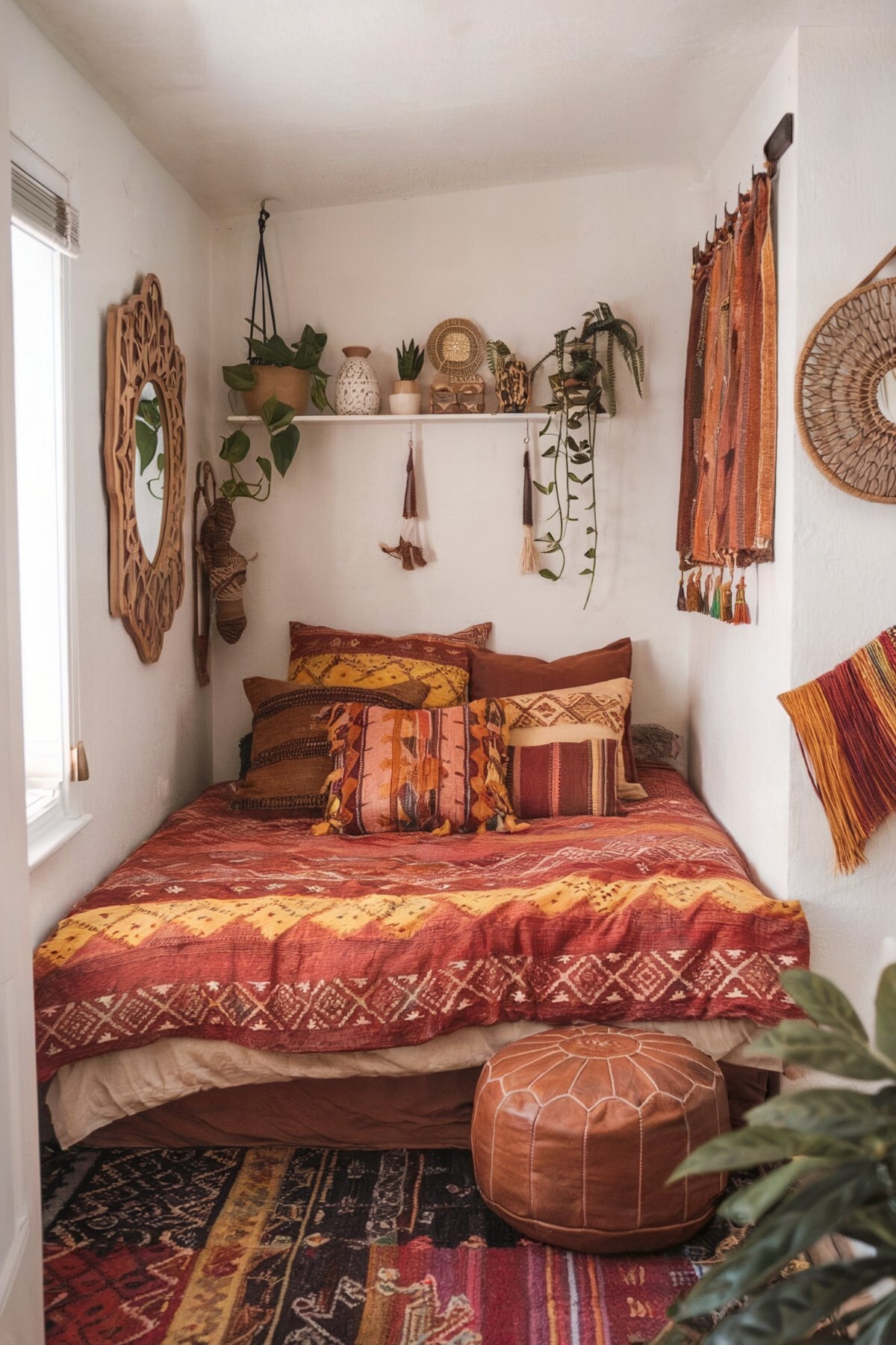 small bedroom boho ideas layout tribal design with room exuding a warm, bohemian vibe