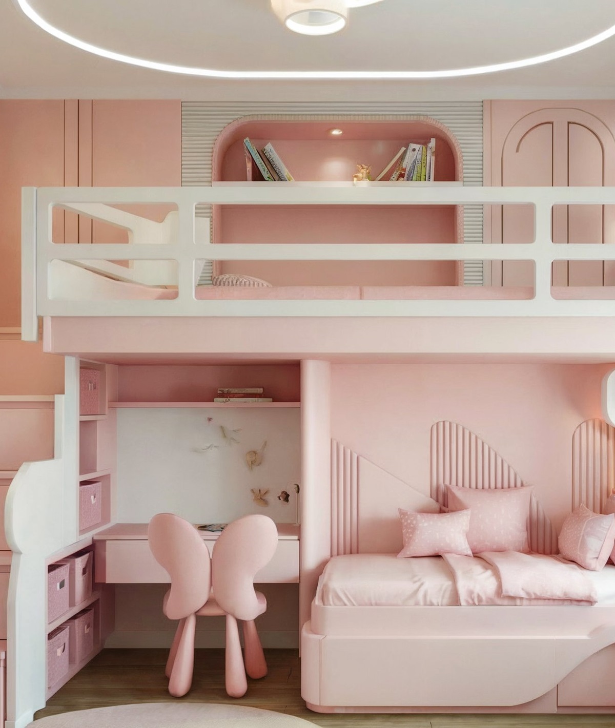 small bedroom ideas for 2 kids modern children's room with pastel pink and white hues