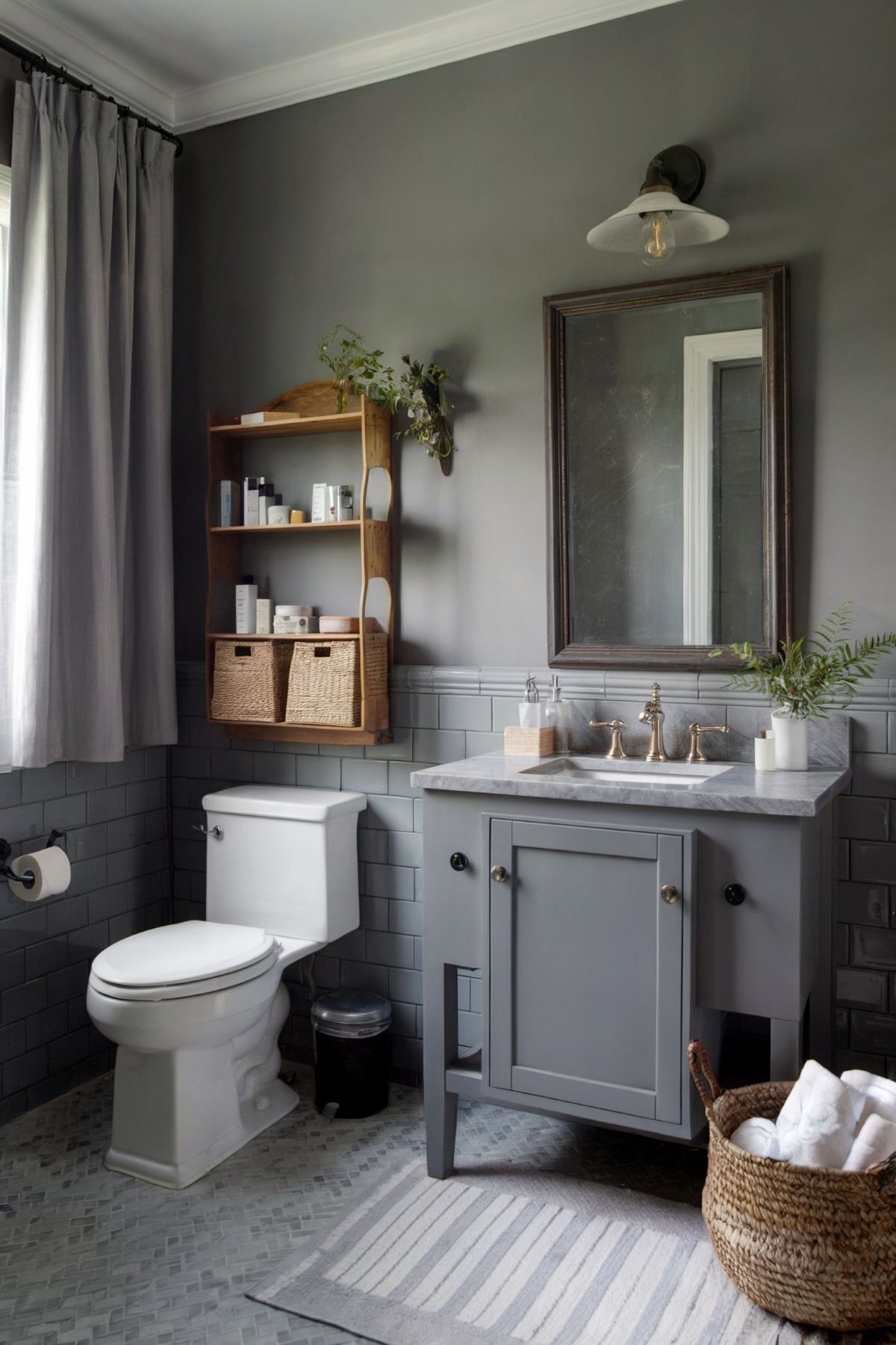 small farmhouse bathroom idea grey color