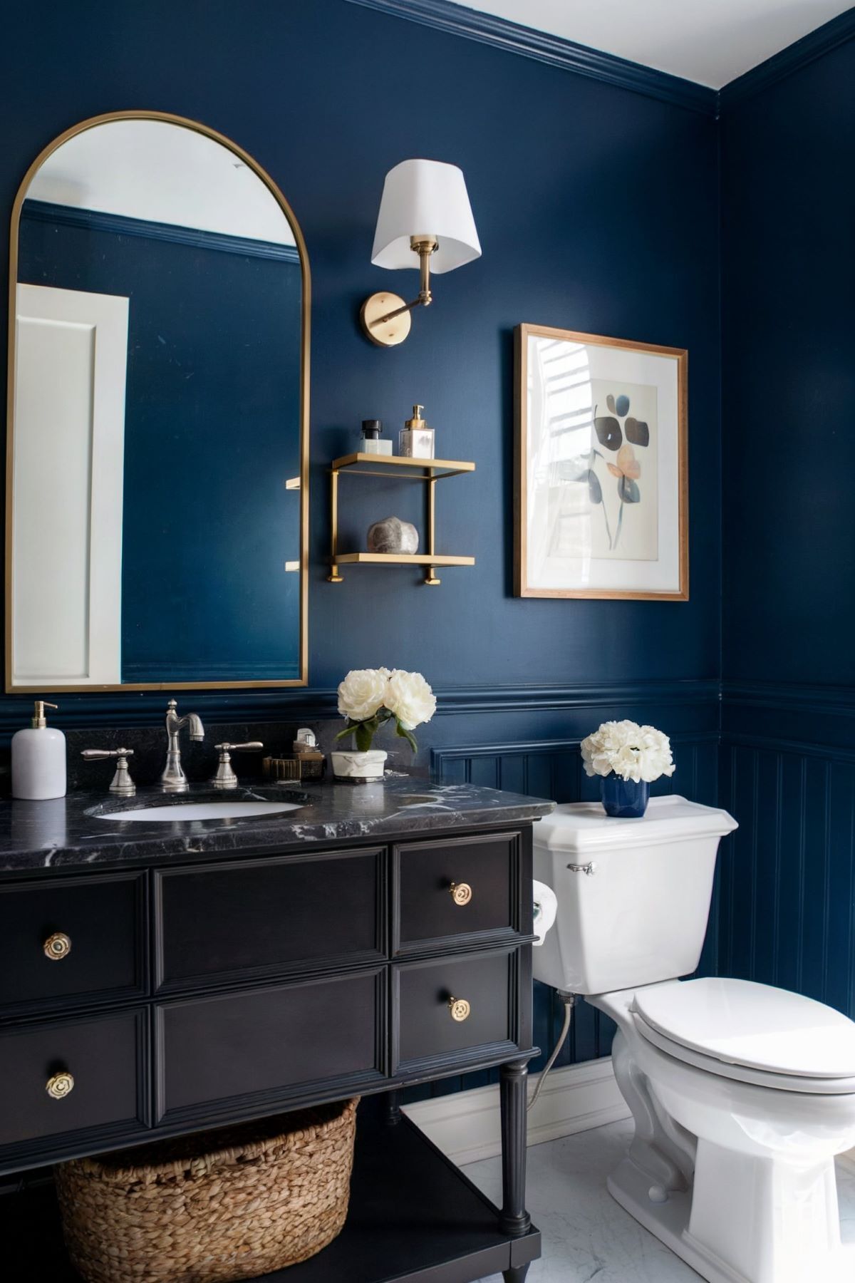 small farmhouse bathroom ideas blue color