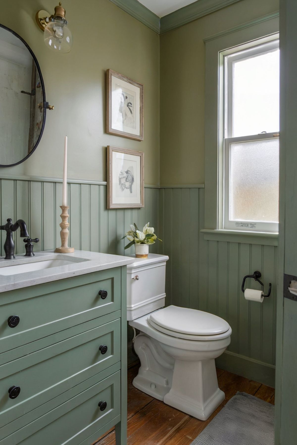 small farmhouse bathroom ideas sage green