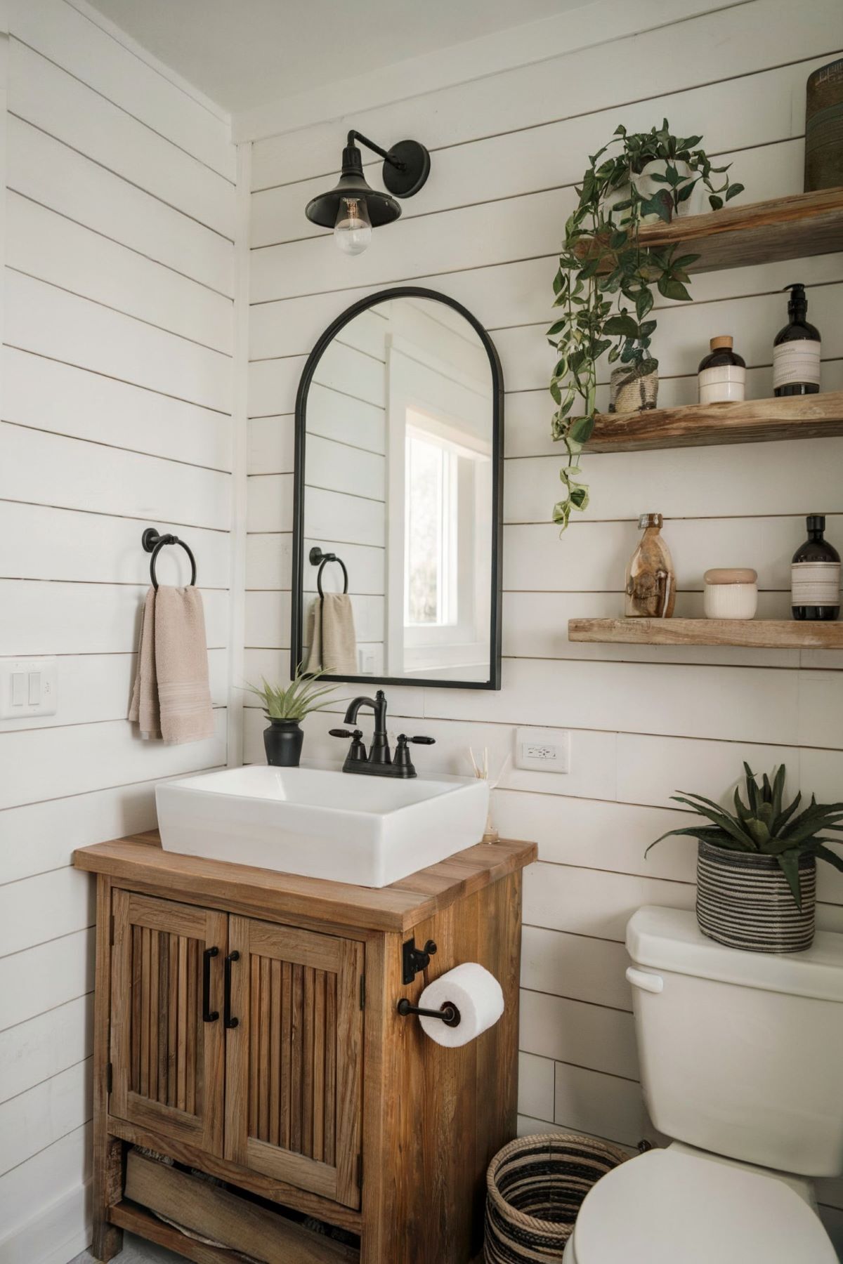 small farmhouse bathroom ideas single sink vanity