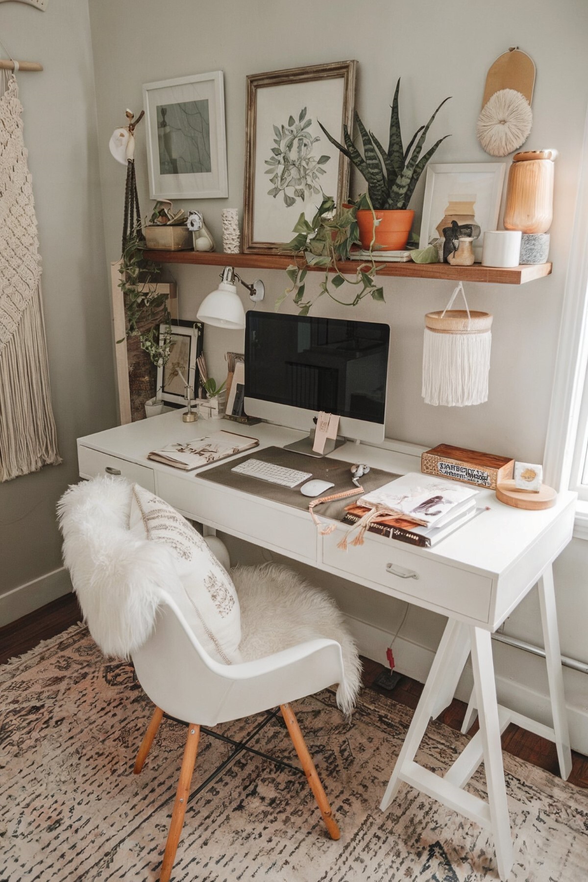 small home office decor boho aesthetically designed home office space