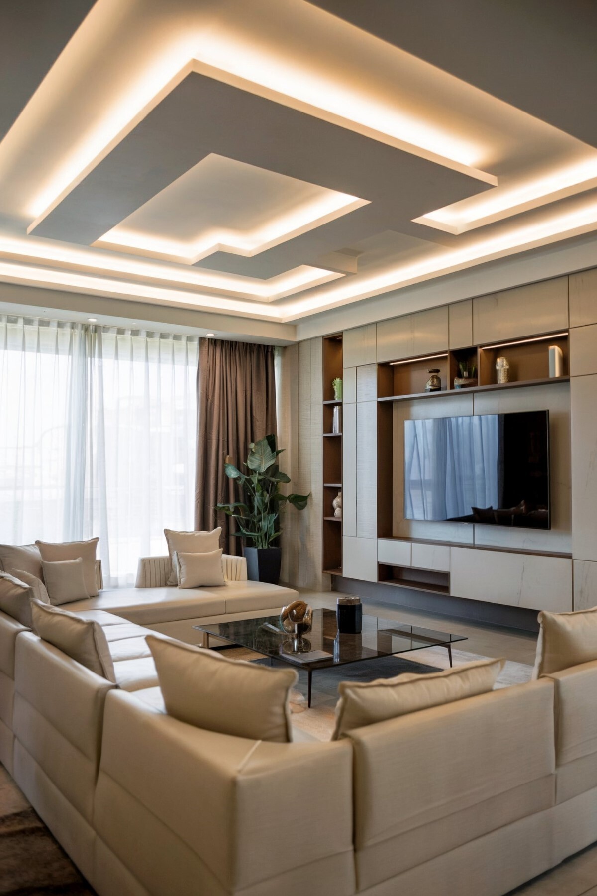 small living room pop ceiling design modern modern living room featuring a unique ceiling design with recessed lighting