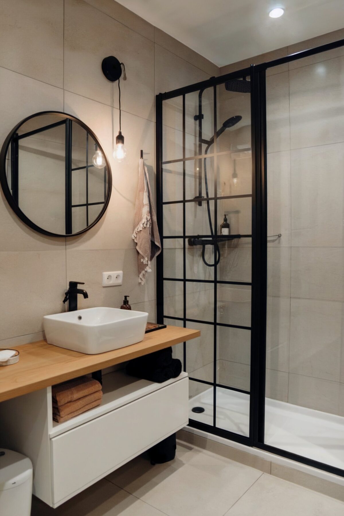 small luxury bathroom ideas tile with walls and floor adorned with large, light colored tiles