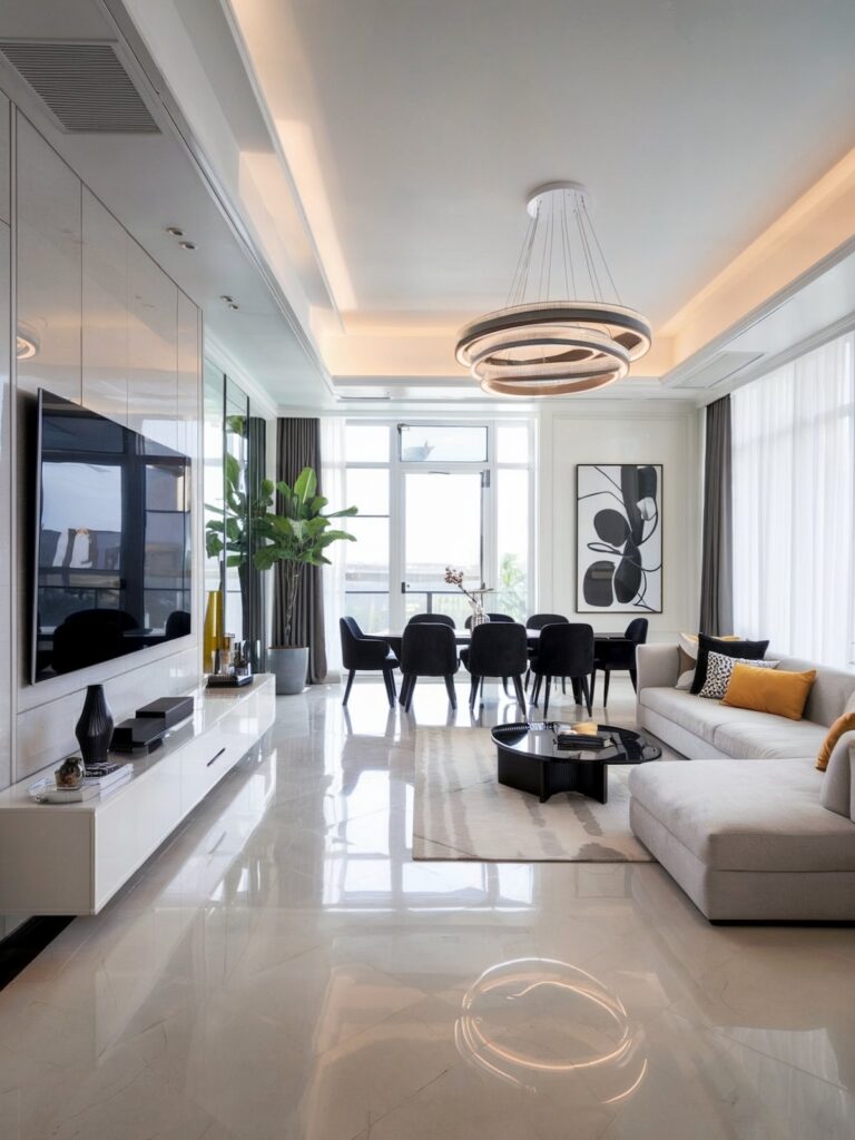 small luxury living room decor with plants