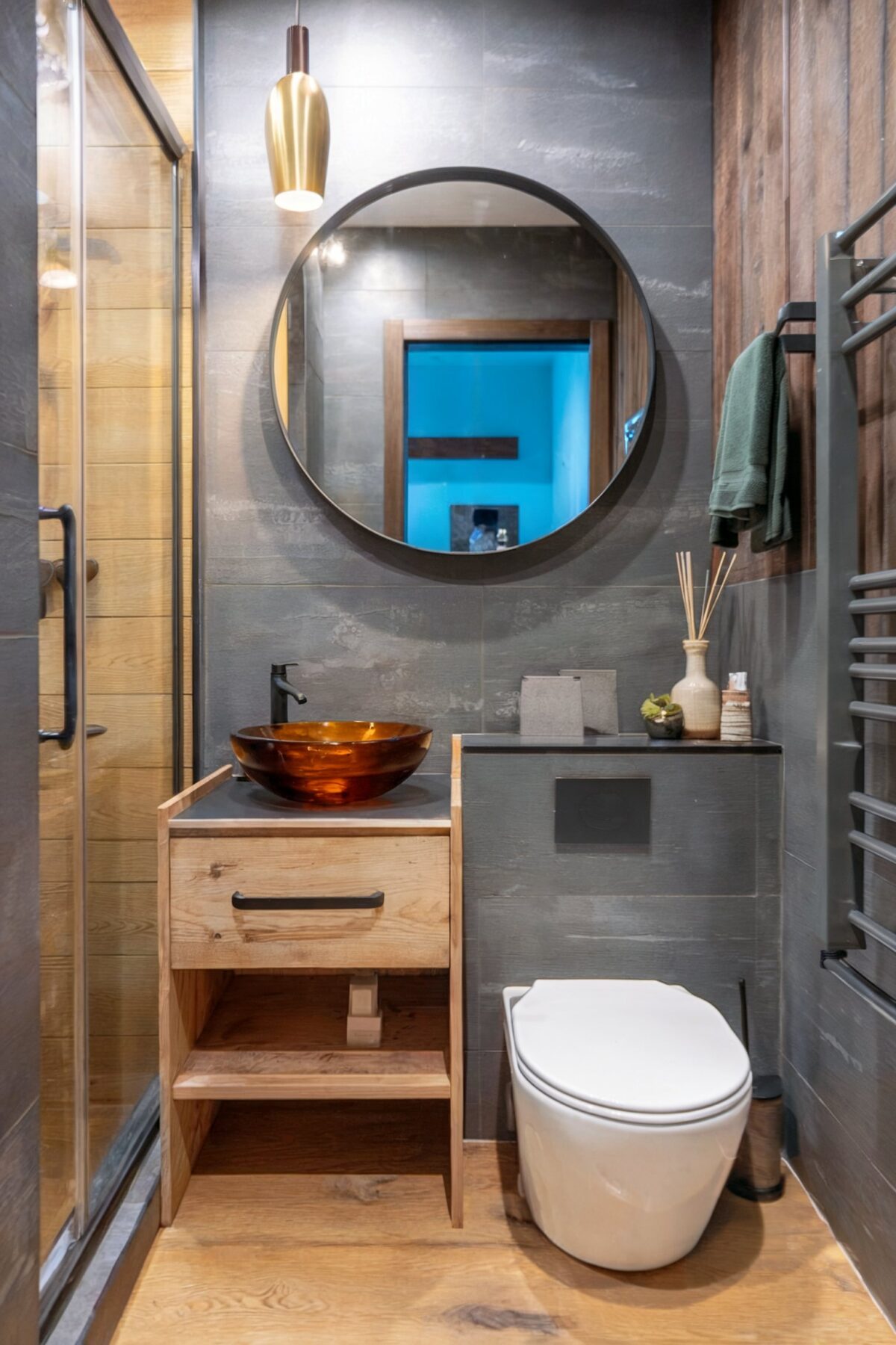 small modern bathroom decor ideas wood and tile interior