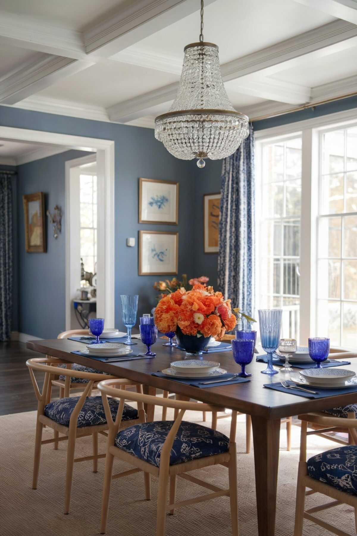 traditional eclectic dining room ideas blue theme classic