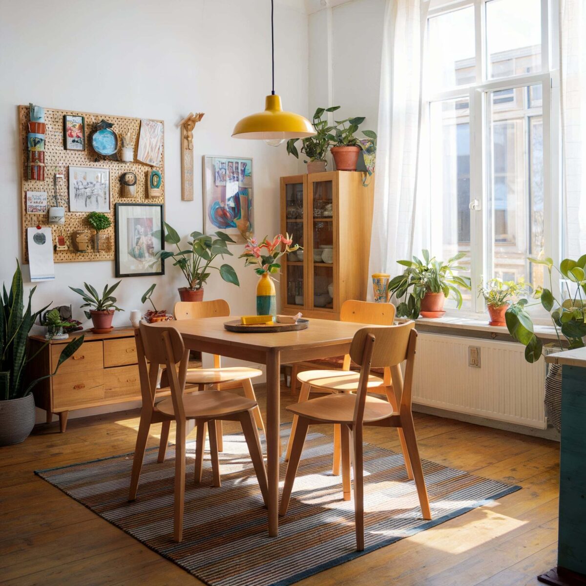 vibrant eclectic living room lighting brown table and chairs