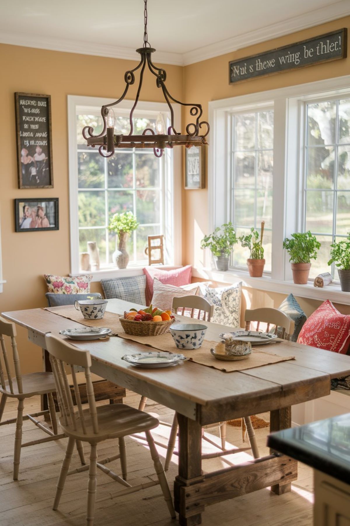 warm and inviting eat in farmhouse kitchen