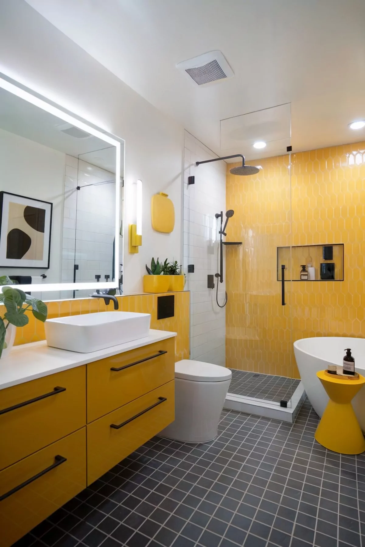 yellow bathroom decor modern