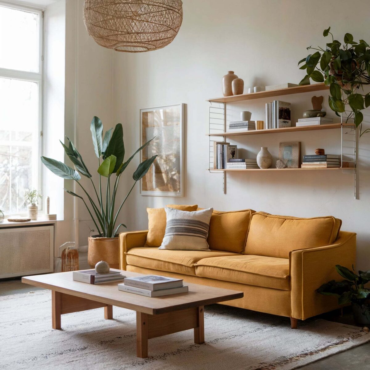 yellow sofa living room ideas eclectic white walls