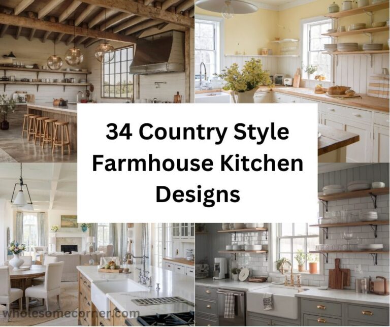 34 Country Style Farmhouse Kitchen Designs