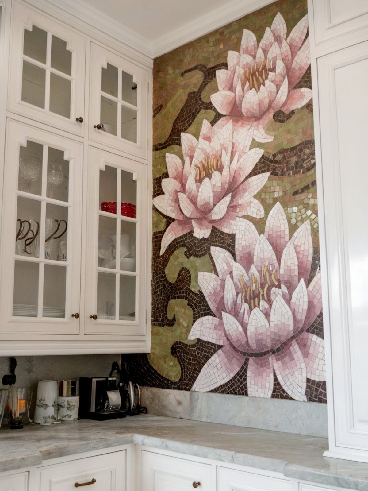 a kitchen backsplash inspiration with large tiles