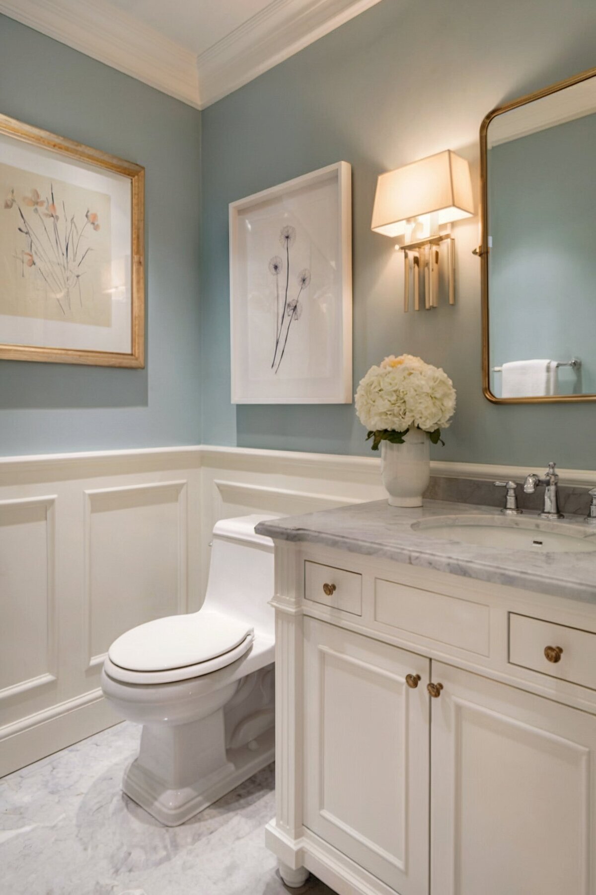 bathroom interior design ideas lights blue walls grey marble floor