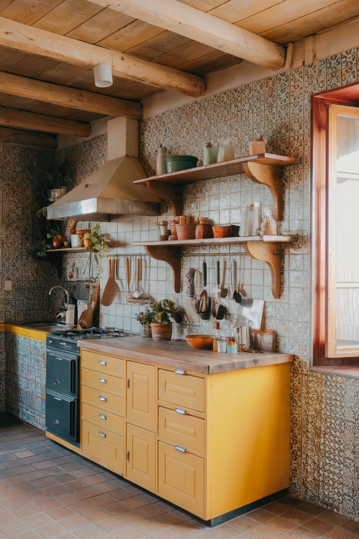 boho decor kitchen 70s vibe