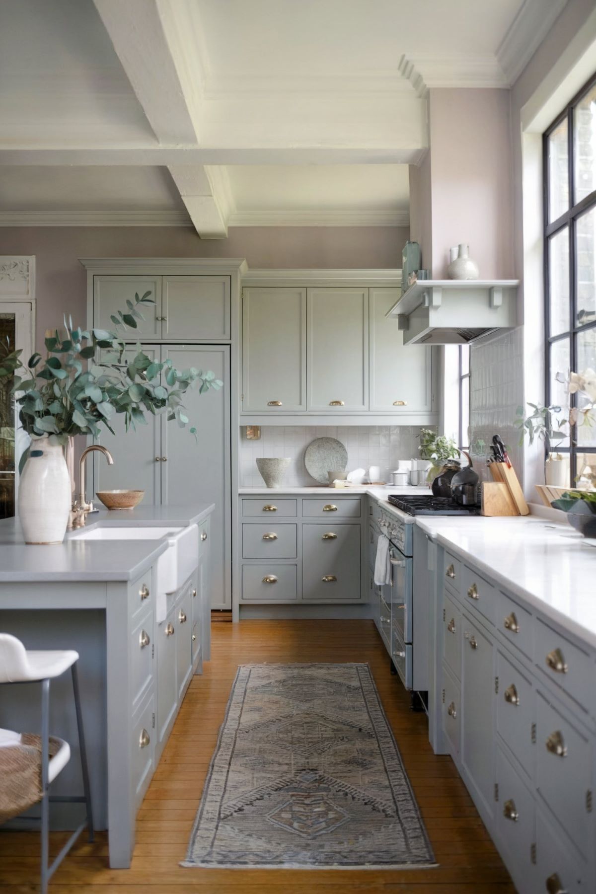 boho kitchen decor grey cabinets