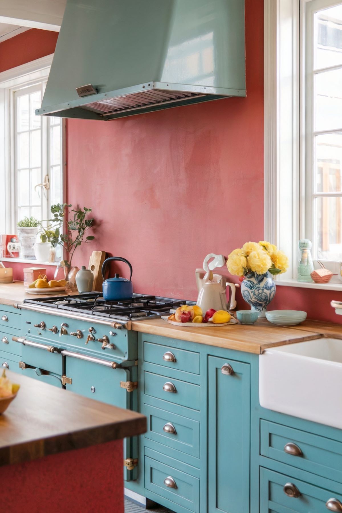 boho kitchen decor red color