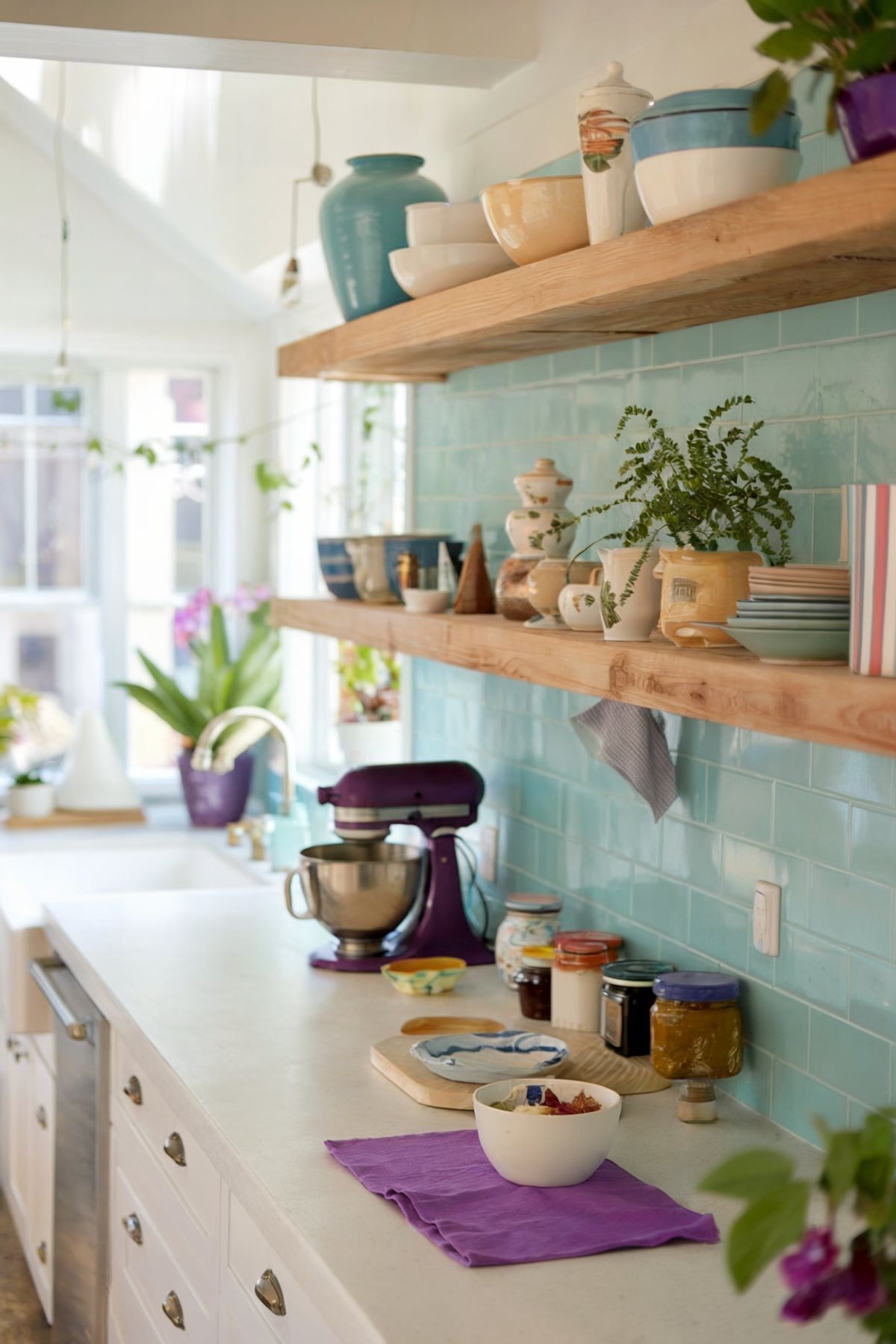 boho kitchen decor wall shelves