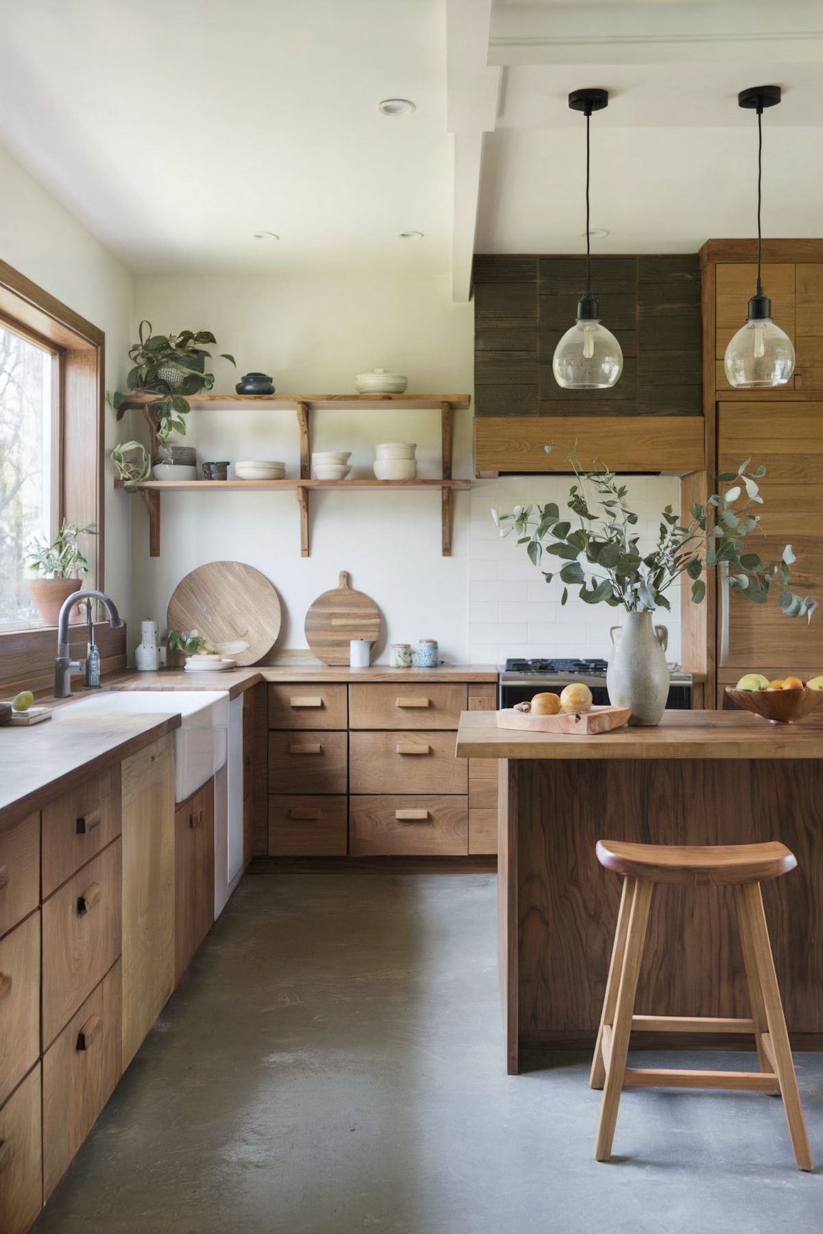 boho kitchen decor wood cabinets