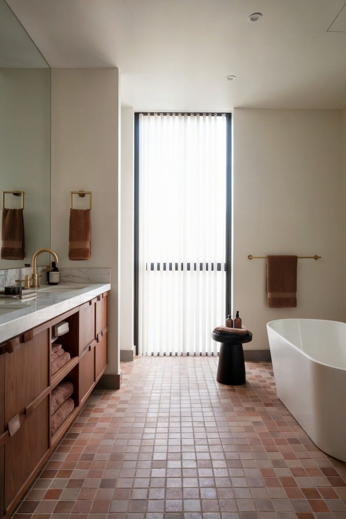 checkered tile kids bathroom