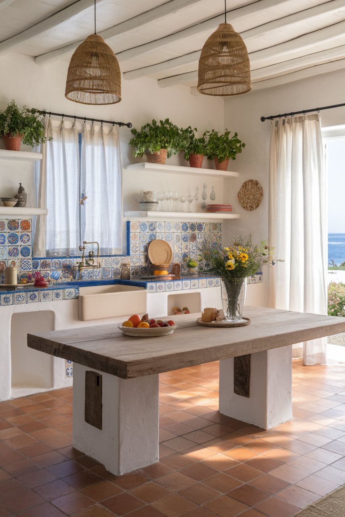 coastal mediterranean decor kitchen idea