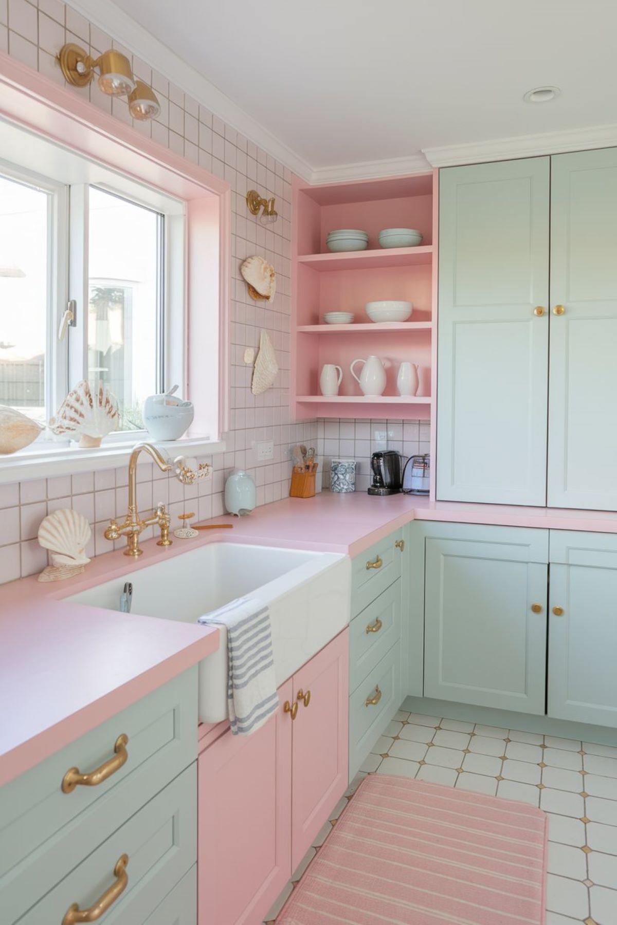 coastal pink kitchen decor pink and teal theme design