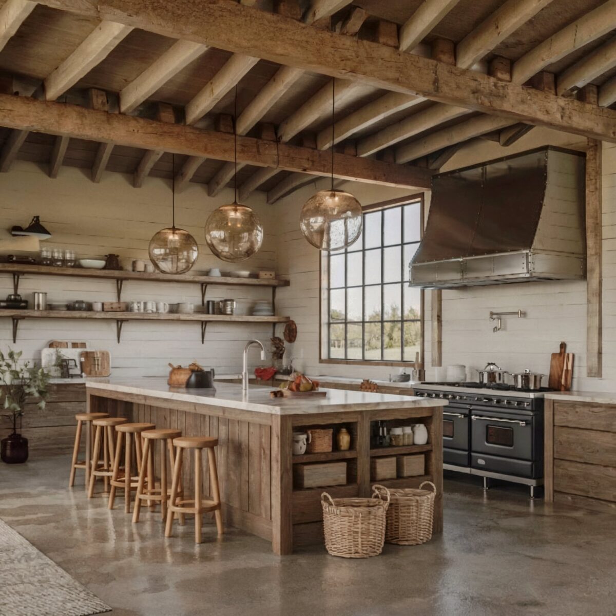 country barn kitchen farmhouse style with a blend of modern rustic and traditional design elements