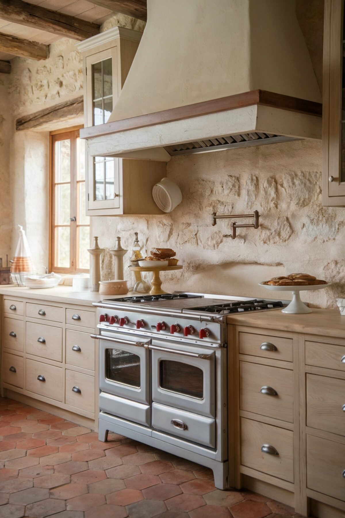 country kitchen ideas farmhouse style cabinets fixer upper The kitchen walls are made of rough textured stone