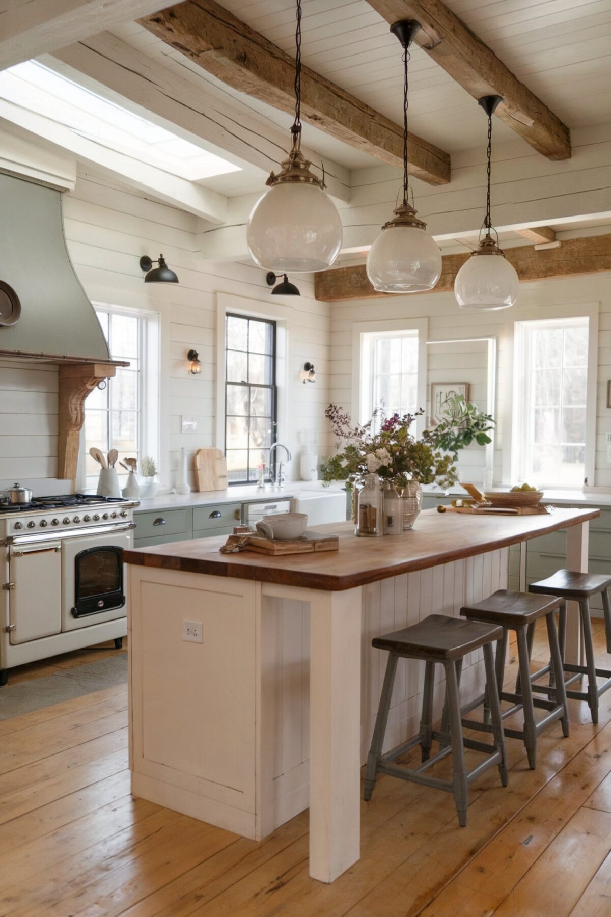 country kitchen ideas farmhouse style with a rustic touch and the walls are painted in a soft white