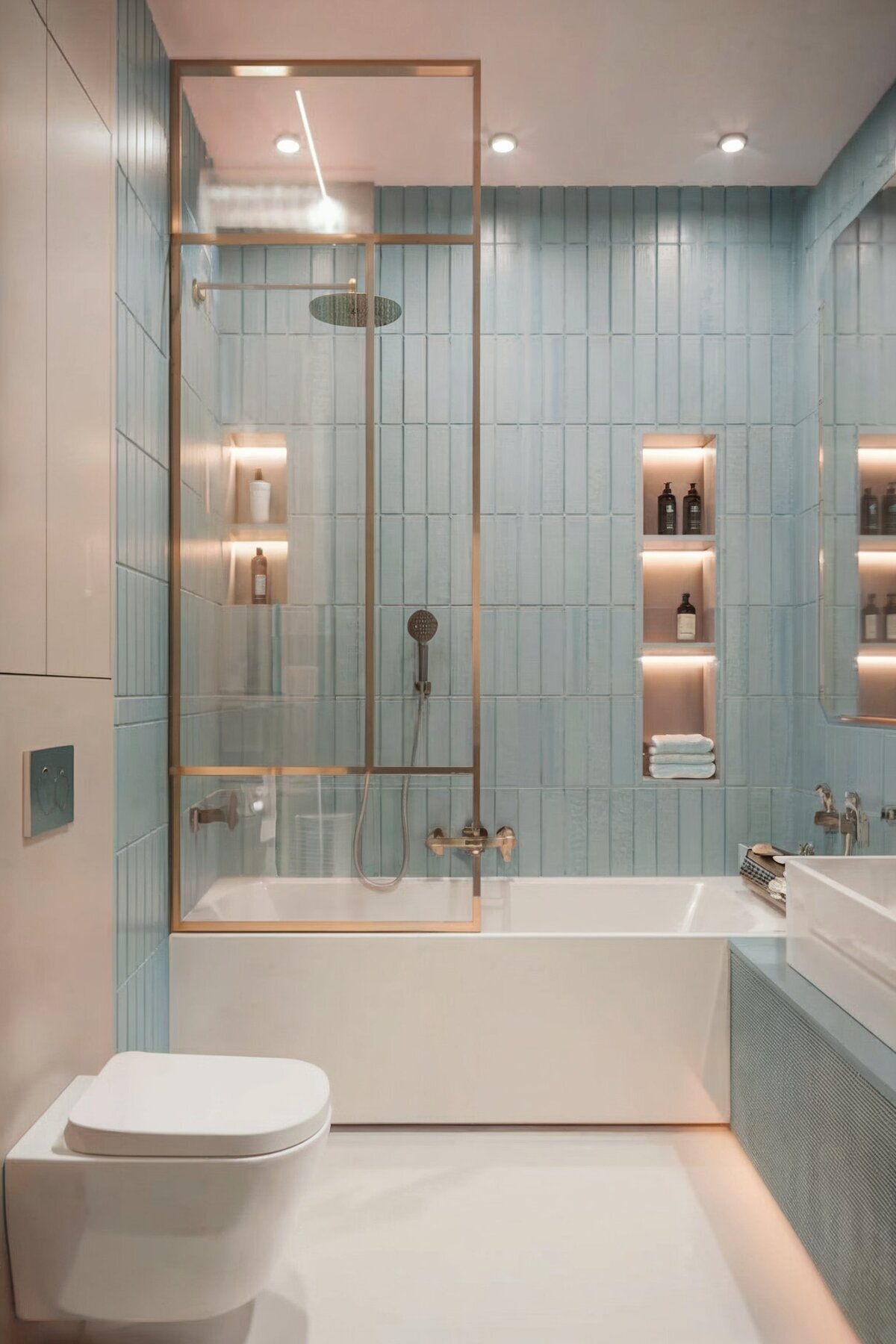 interior design ideas bathroom blue and gold
