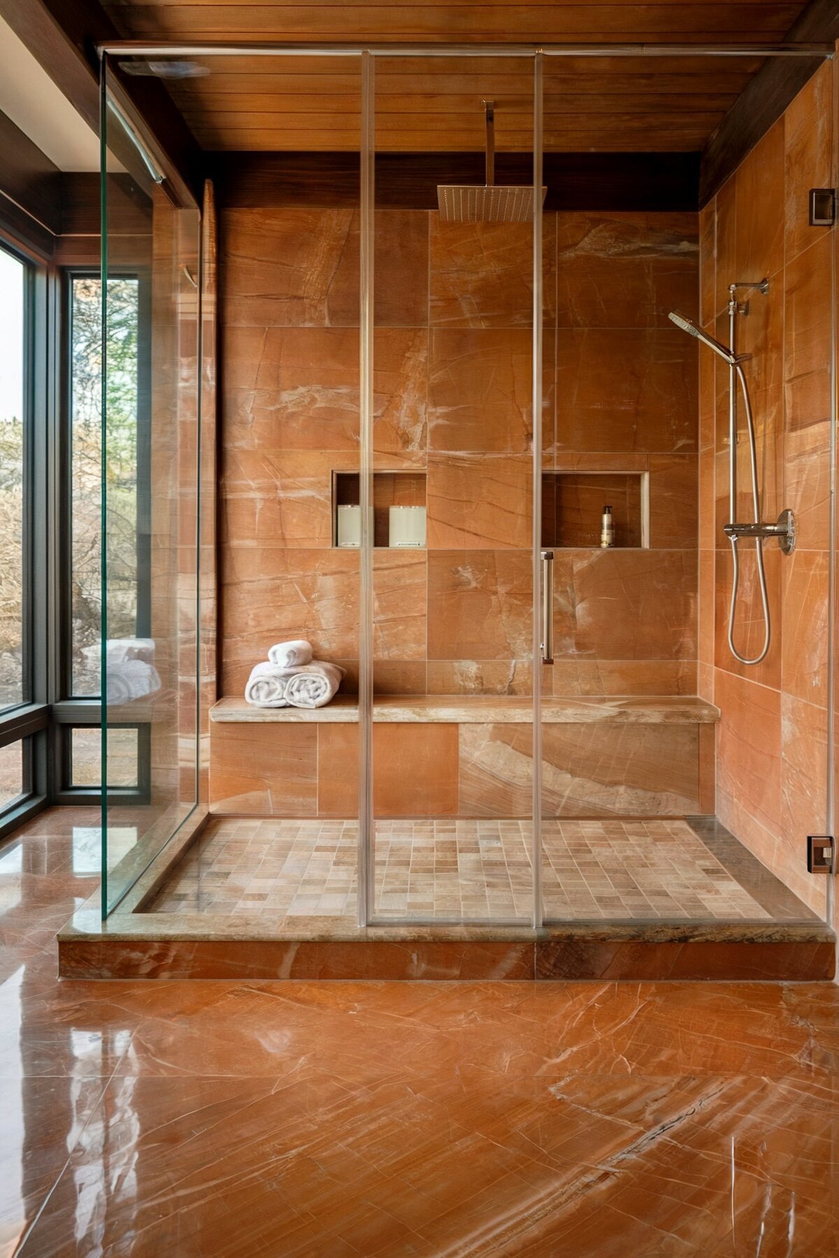 interior design ideas bathroom orange tiled master bathroom