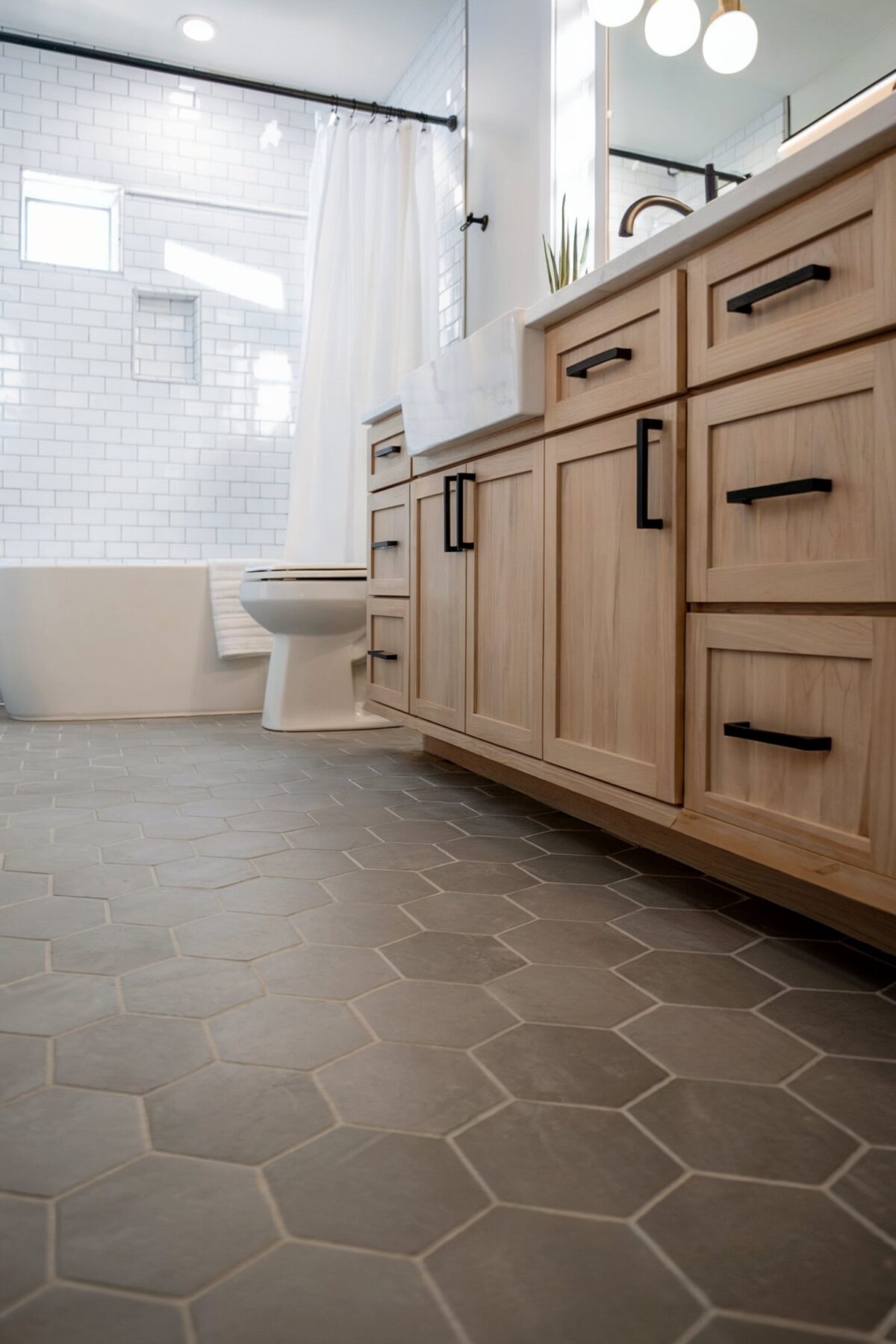 kids bathroom hexagon tile texture