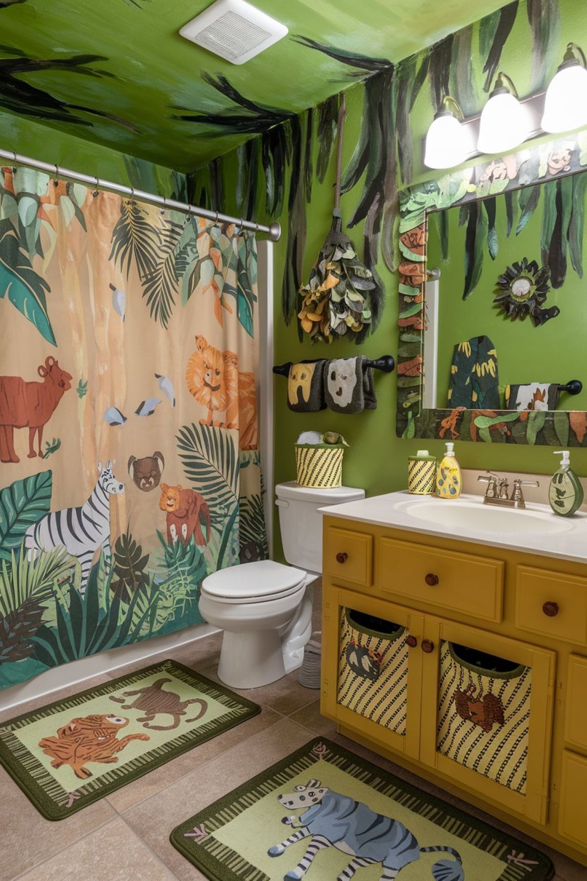 kids bathroom ideas jungle animals theme kids bathroom