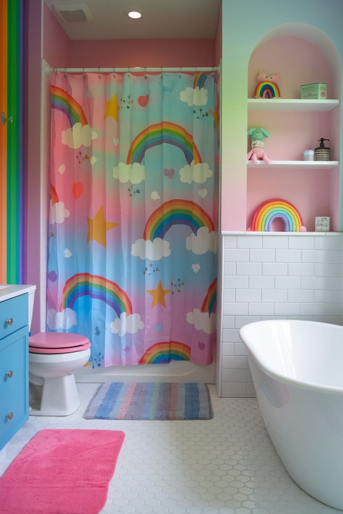 kids bathroom ideas rainbow theme design
