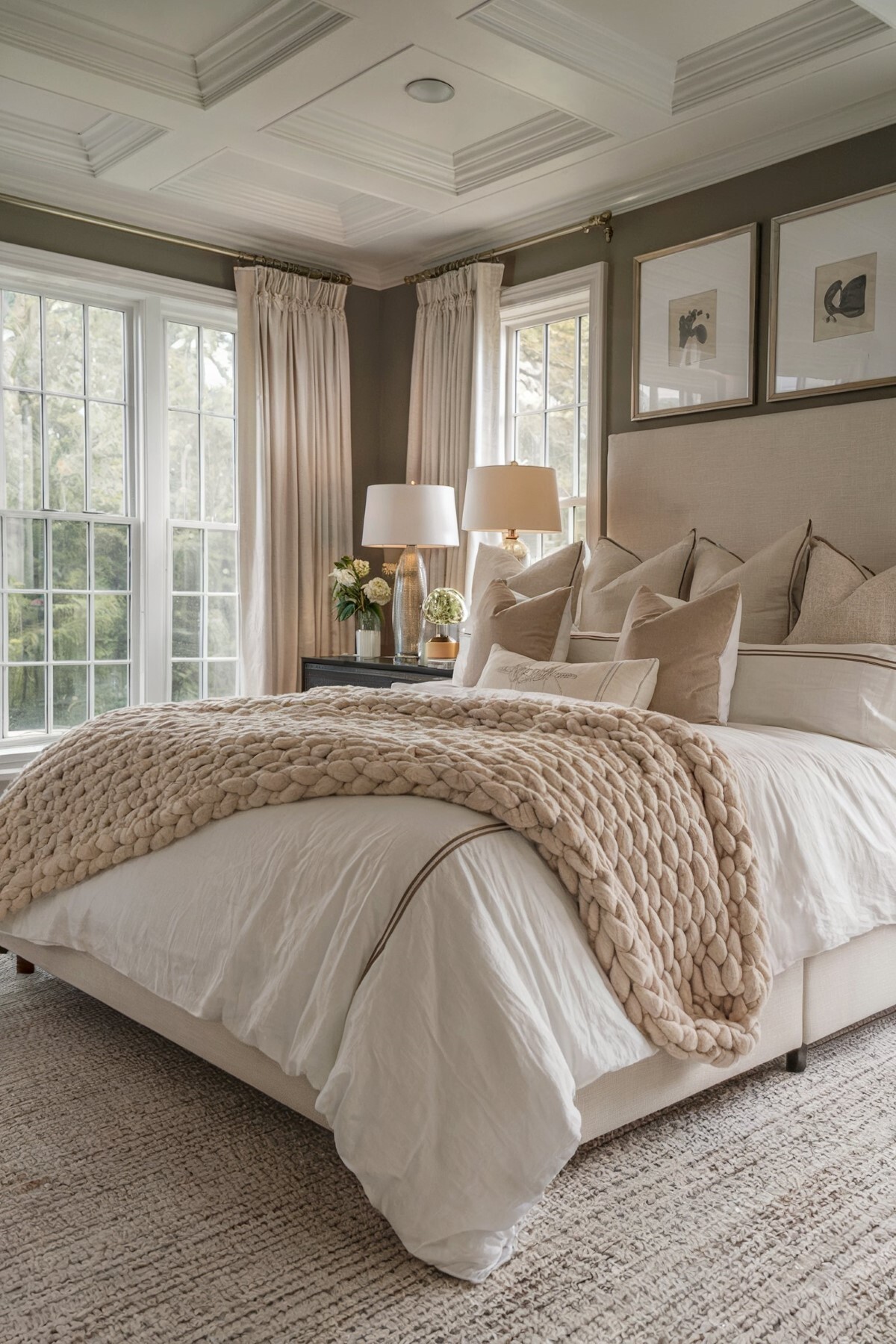 velvet bedroom ideas interior design cozy bedroom with a large bed at its center featuring a coffered ceiling